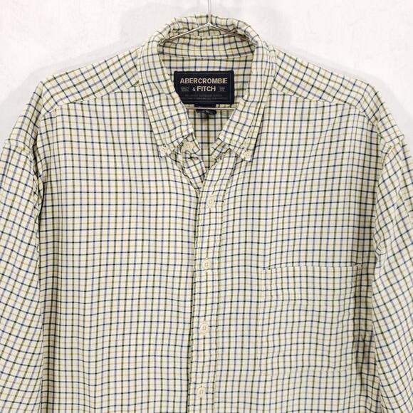 Abercrombie & Fitch Shirt Mens Medium Multicolor Check Wool Blend Button Down - Picture 2 of 11